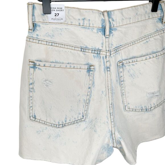PacSun Jean Shorts Women's 27 Icon Acid Distressed Cut Off High Rise Button Fly - Picture 6 of 7